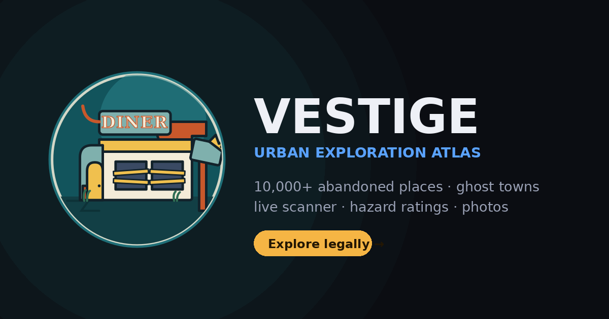 I built an urbex atlas: 200+ researched abandoned places with hazard ratings, live police scanner au logo